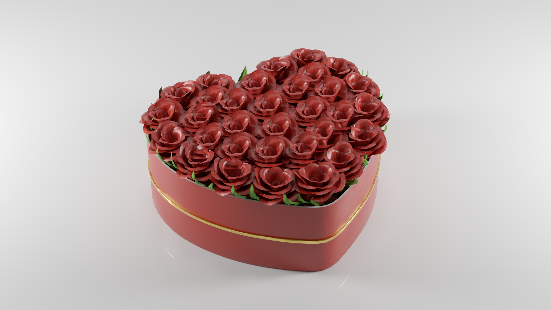 Valentine Day Heart-Shaped Rose Bouquet 3D Model Low-poly 3D model_1
