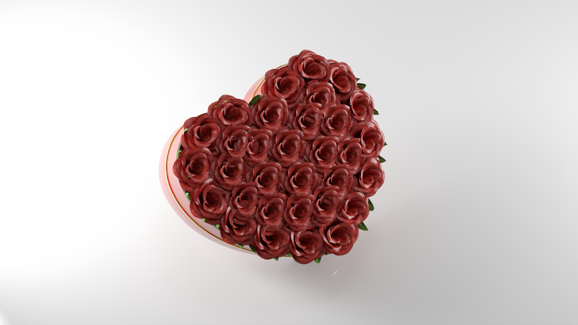 Valentine Day Heart-Shaped Rose Bouquet 3D Model Low-poly 3D model_3