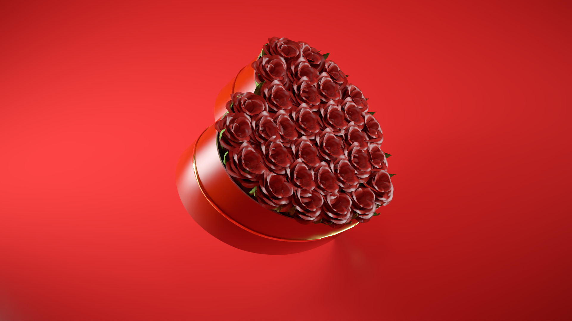 Valentine Day Heart-Shaped Rose Bouquet 3D Model Low-poly 3D model_6