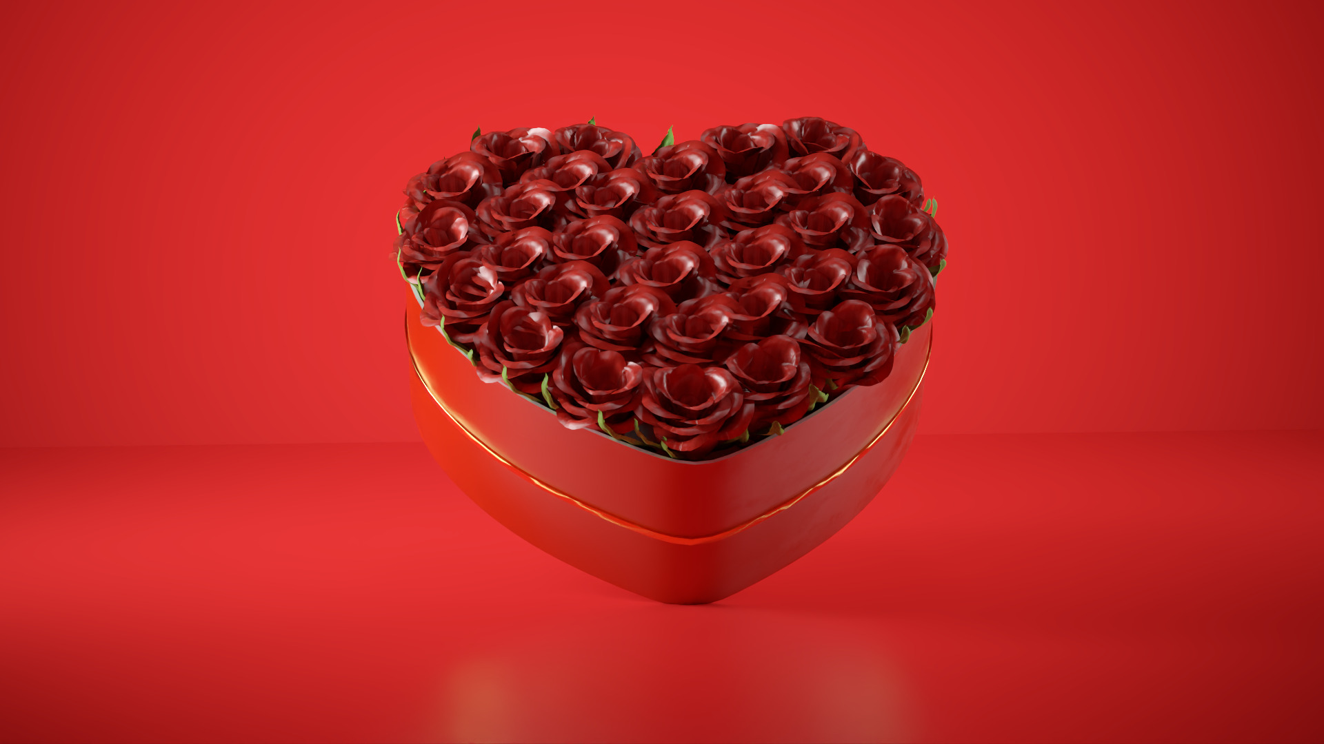 Valentine Day Heart-Shaped Rose Bouquet 3D Model Low-poly 3D model_5