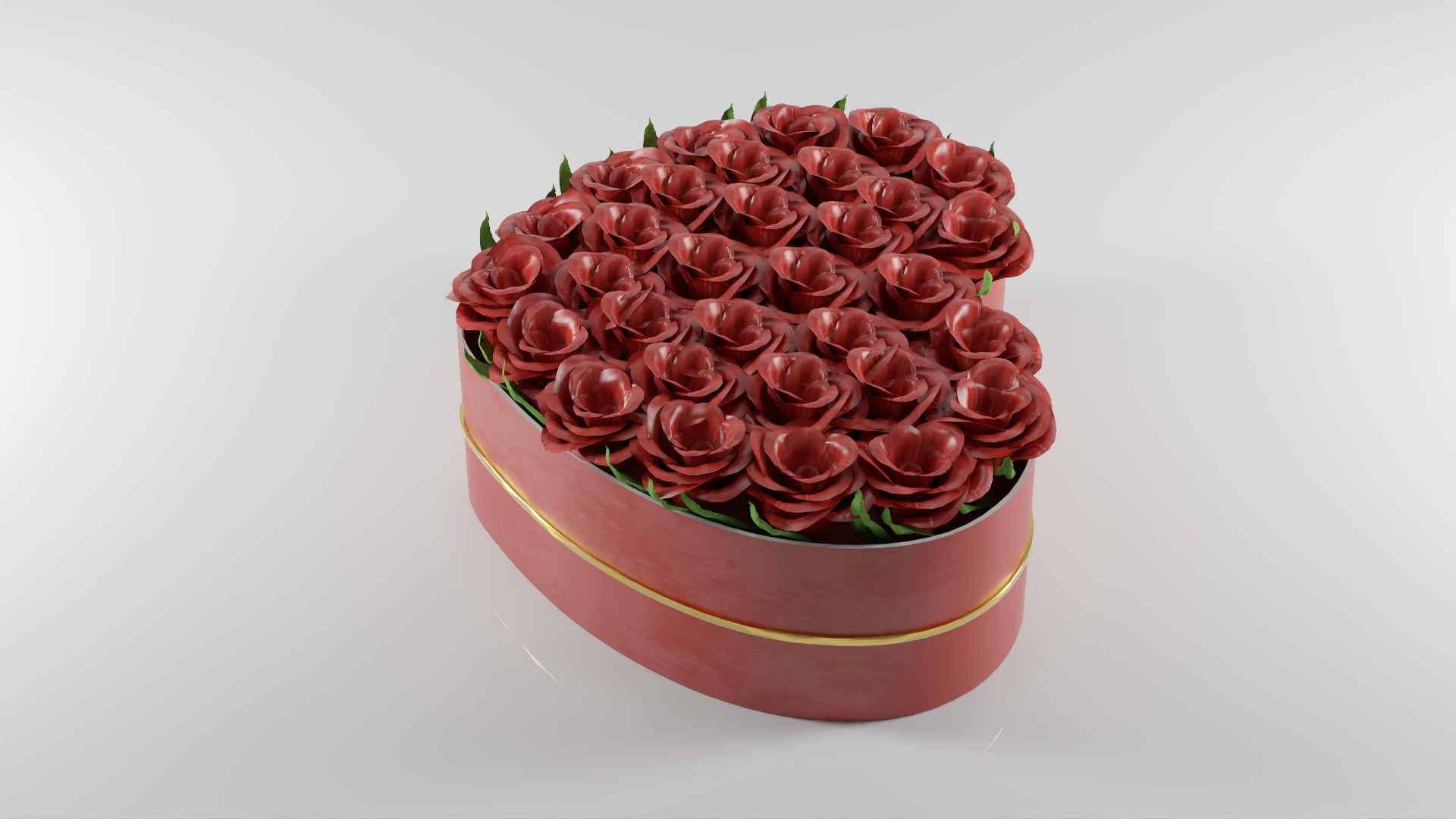 Valentine Day Heart-Shaped Rose Bouquet 3D Model Low-poly 3D model_2