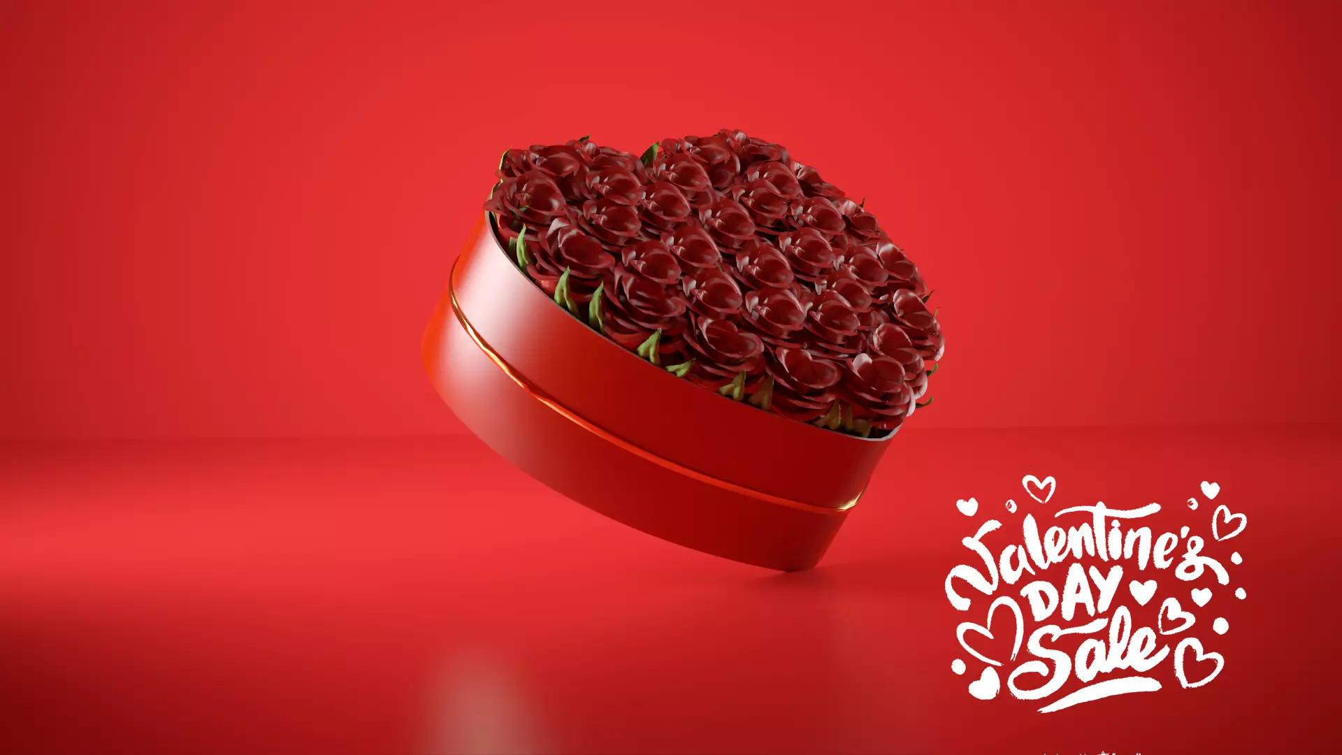 Valentine Day Heart-Shaped Rose Bouquet 3D Model Low-poly 3D model_0