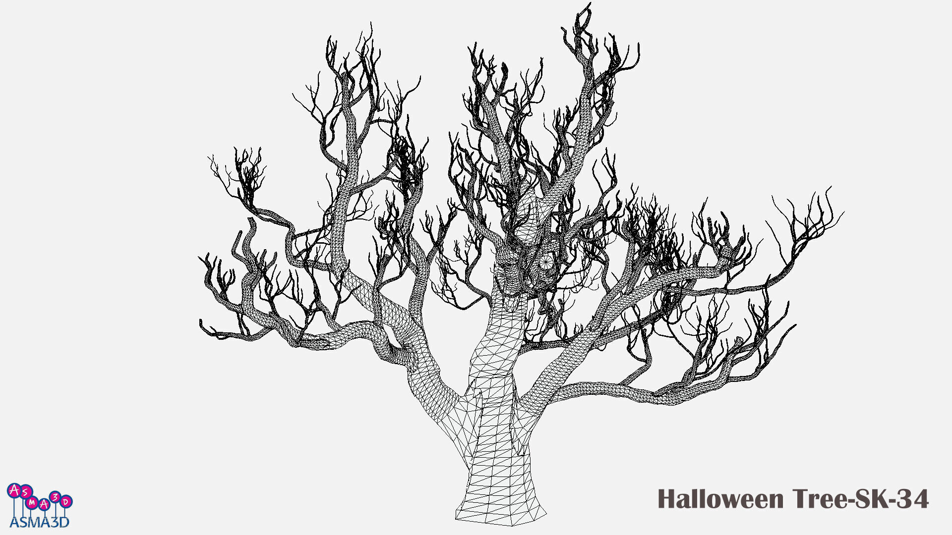 Halloween Tree-SK-34 Low-poly 3D model_5