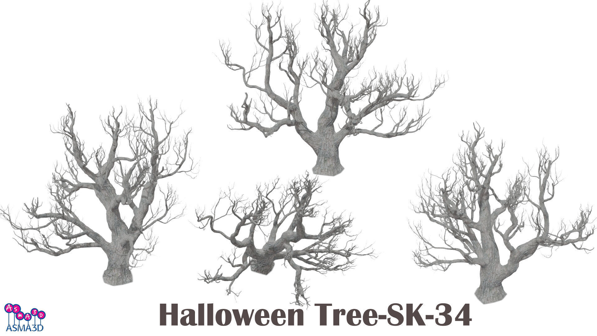Halloween Tree-SK-34 Low-poly 3D model_6