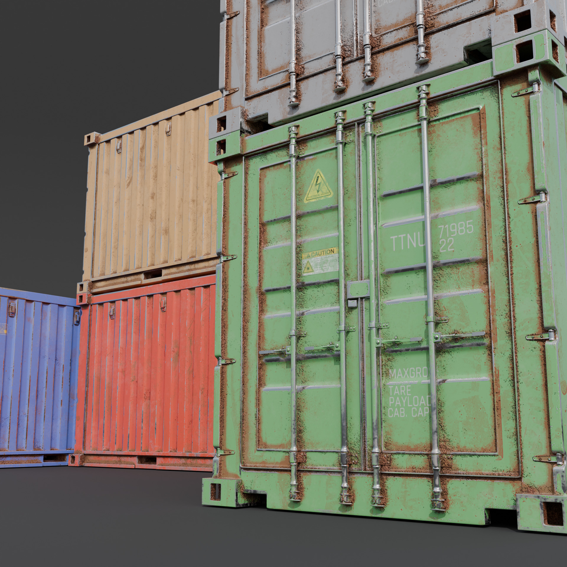 Shipping container Low-poly 3D model_1