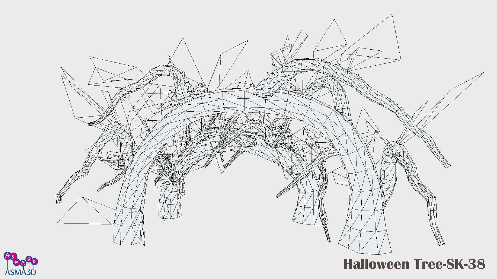 Halloween Tree-SK-38 Low-poly 3D model_6