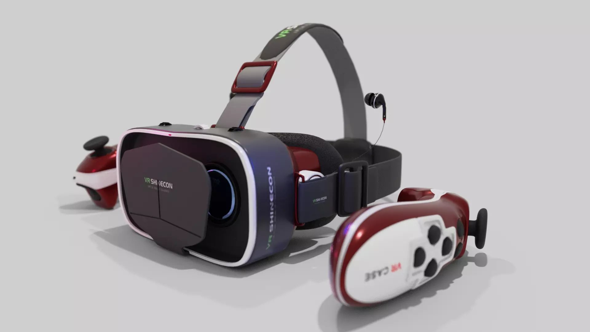 3D VR HEADSET WITH CONTROLLER Low-poly 3D model_0