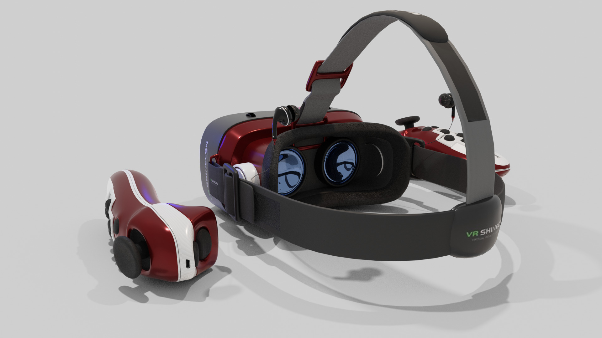 3D VR HEADSET WITH CONTROLLER Low-poly 3D model_1