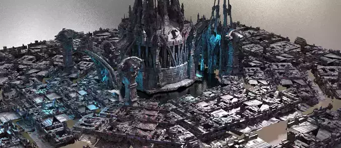 Edwardian Steampunk city exterior background 