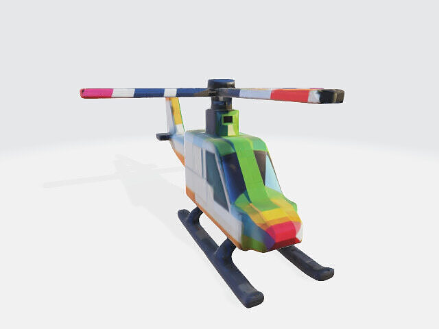  Low-Poly Simple Helicopter with vibrant solid colors Low-poly 3D model