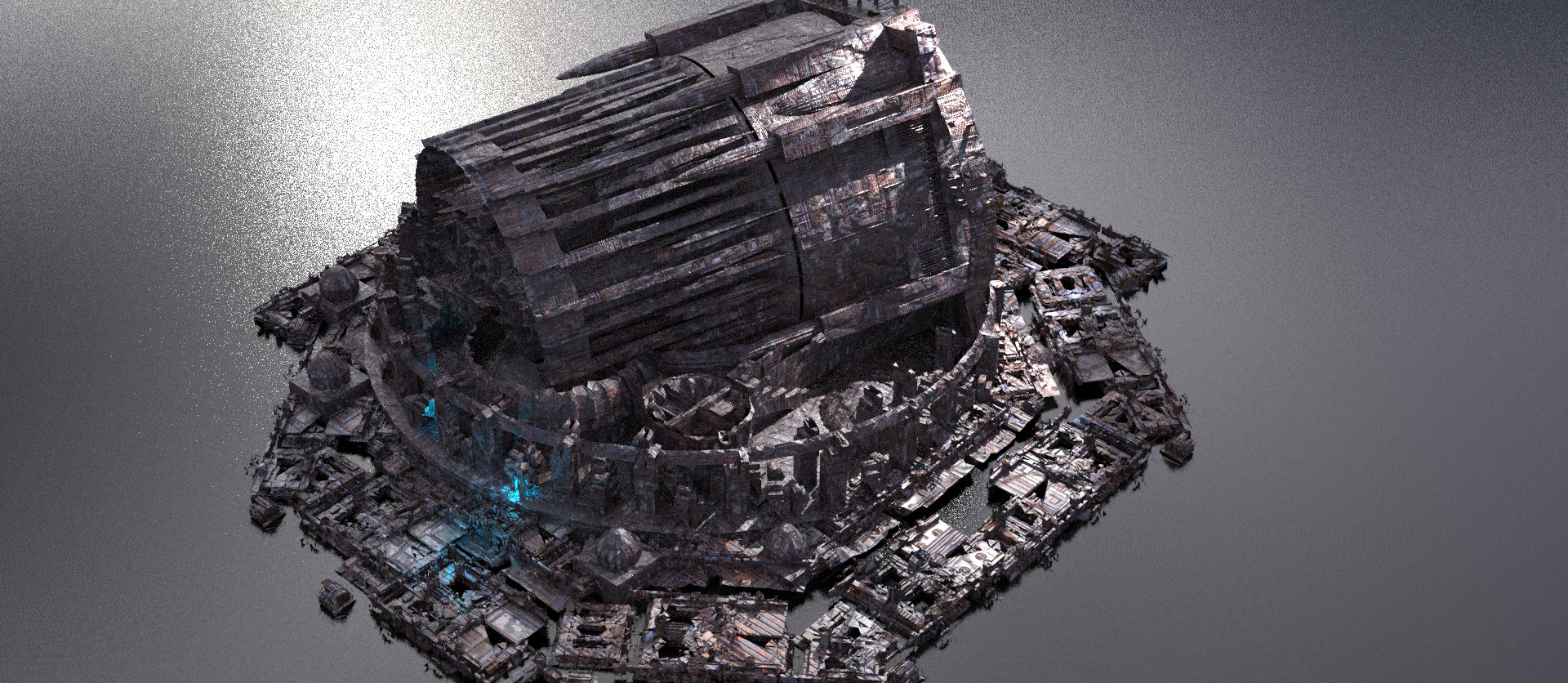 Steampunk medieval Ages Ruins 3D model_1