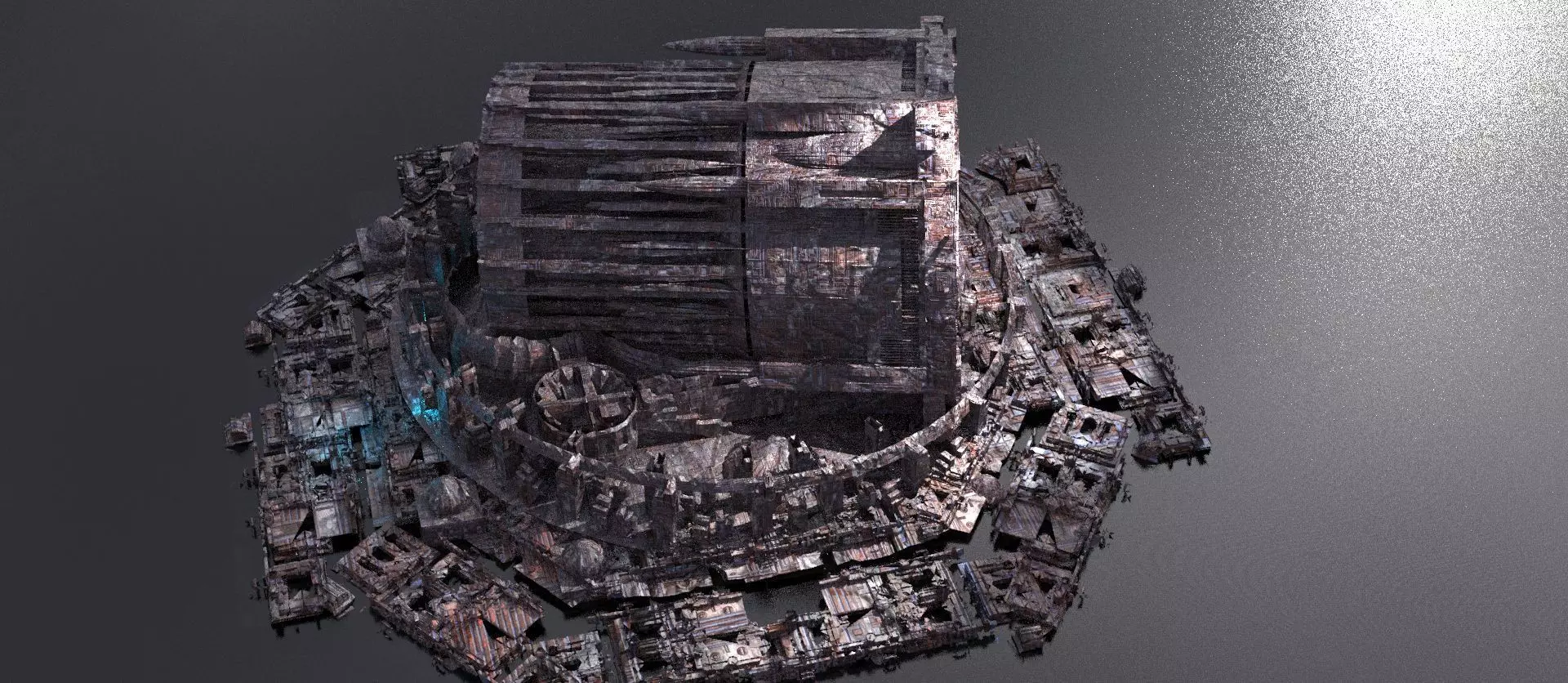 Steampunk medieval Ages Ruins 3D model_0