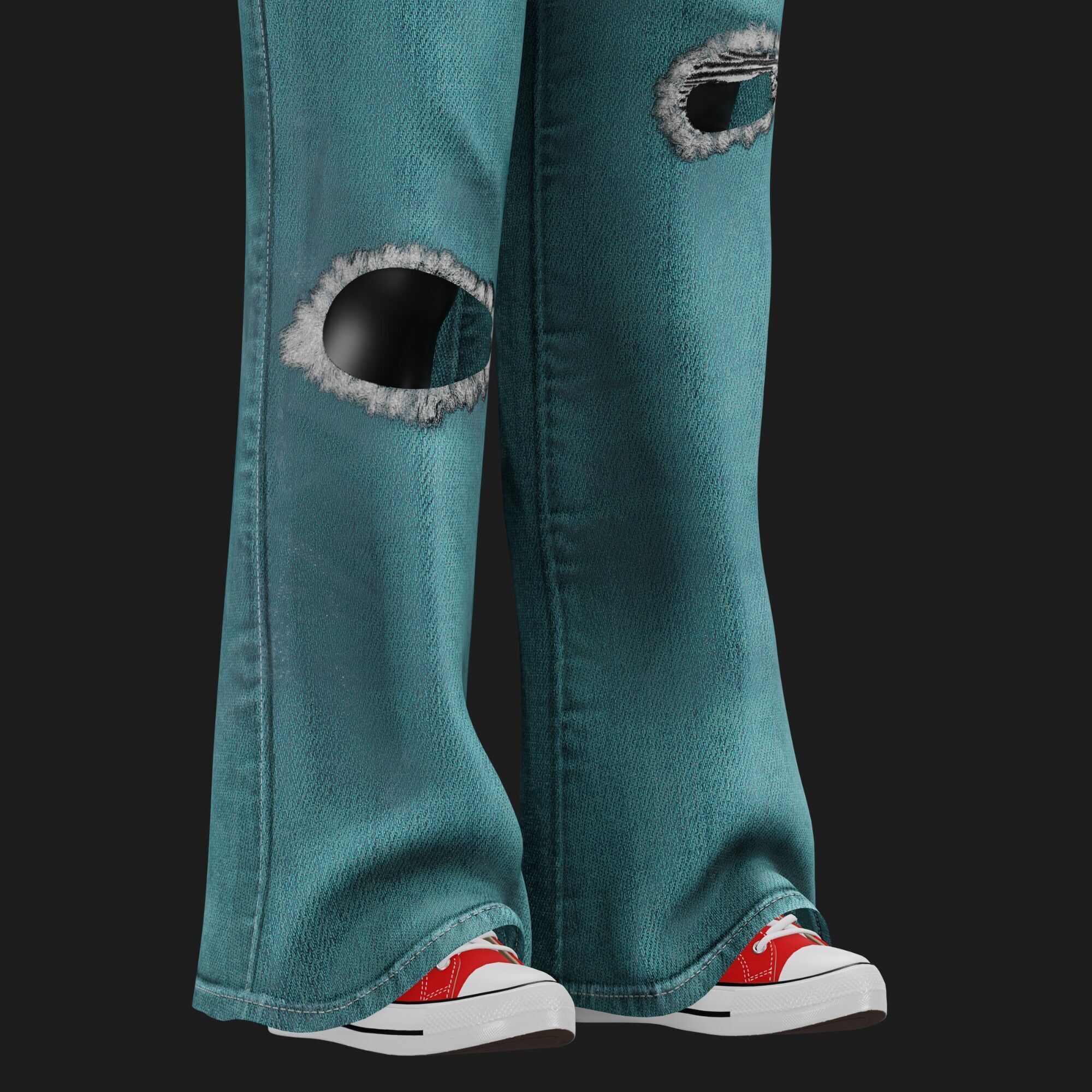 Womens Y2K 2000s Set - Pants and Blouse Low-poly 3D model_7