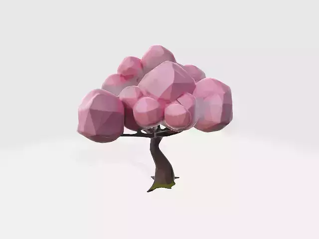 low-poly cherry blossom tree