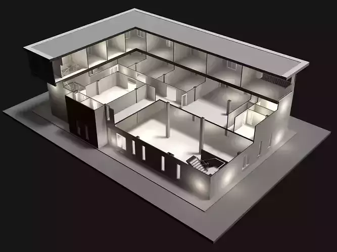 Home office in cutaway section 25-09