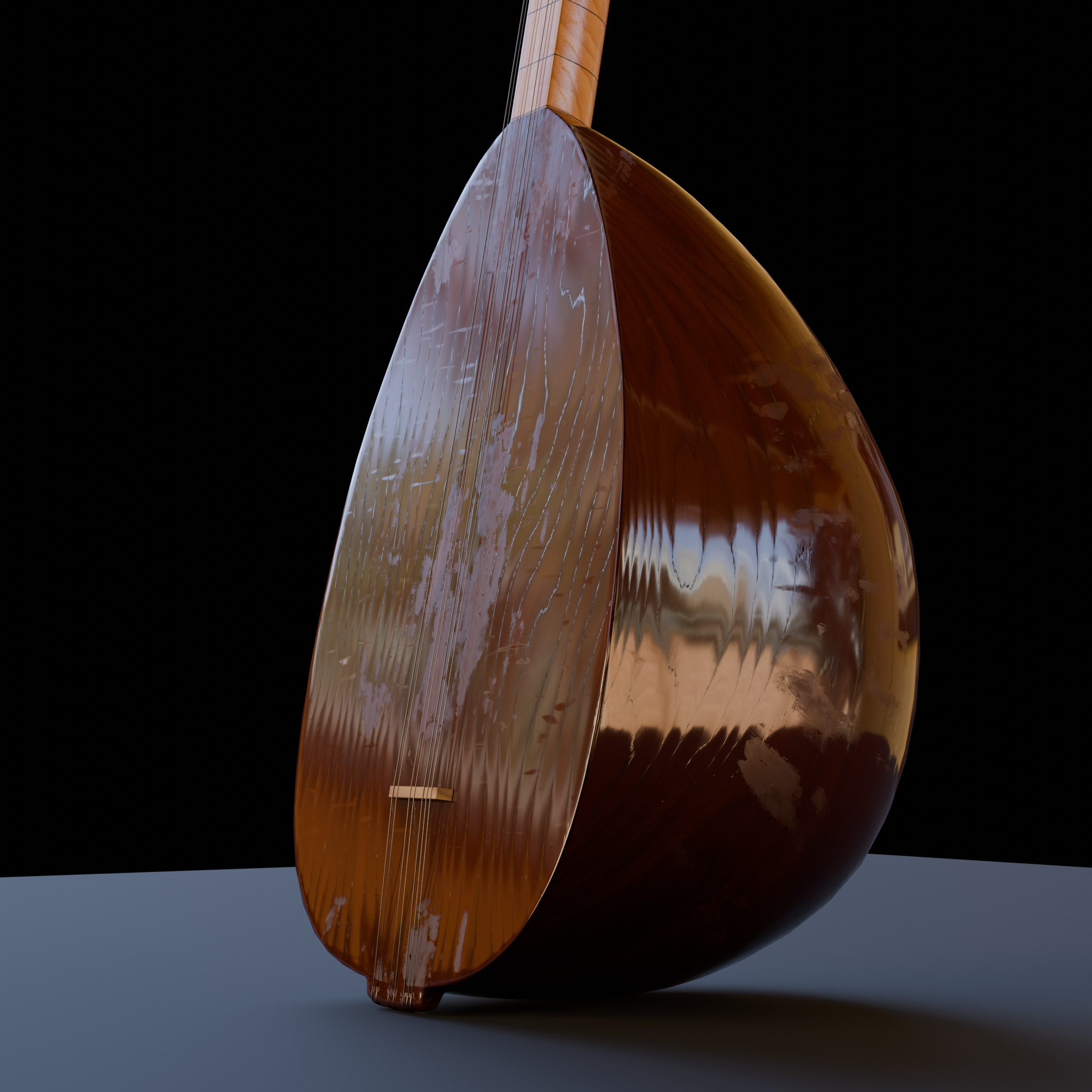Baglama Low-poly 3D model_9
