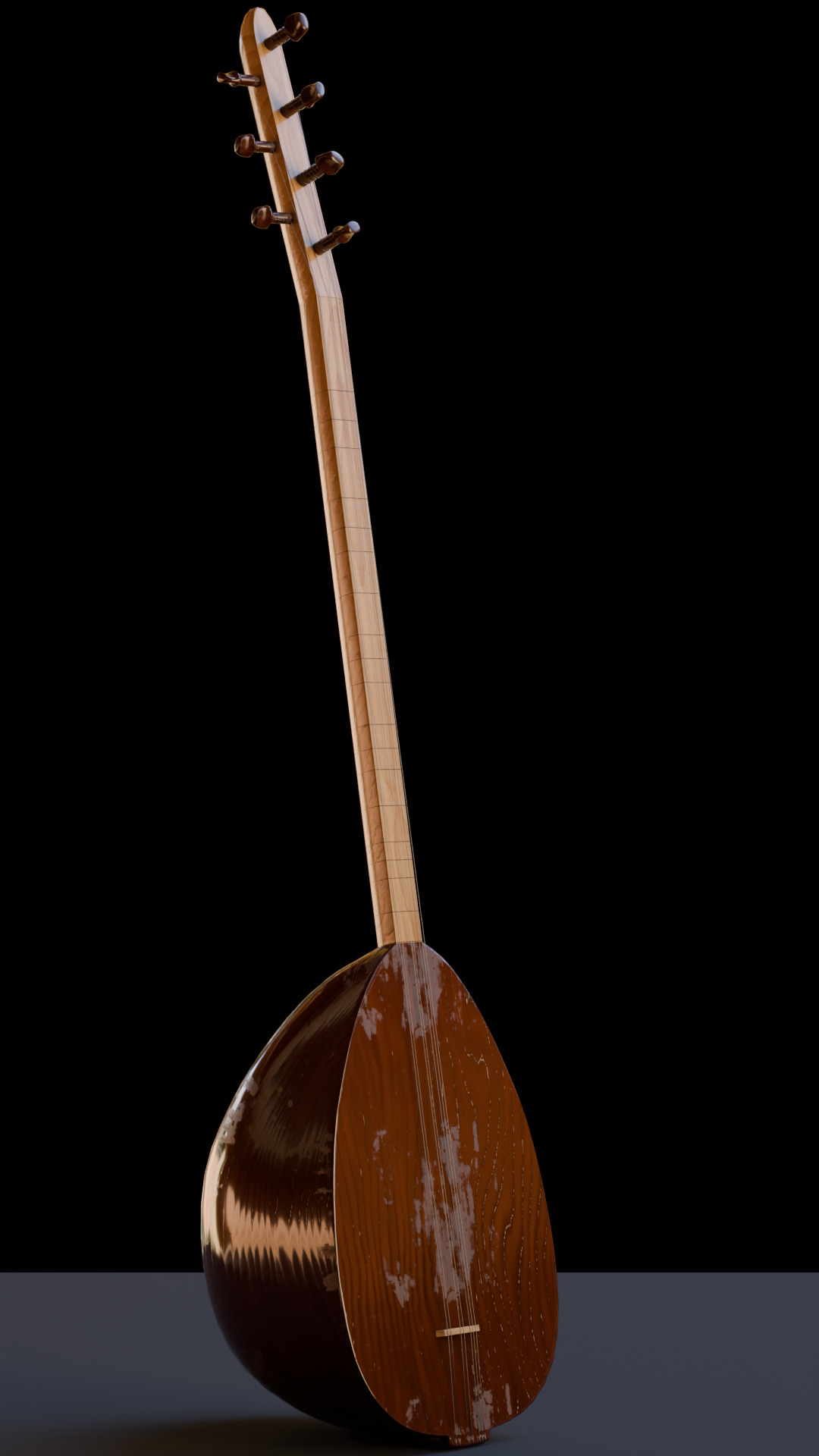 Baglama Low-poly 3D model_14