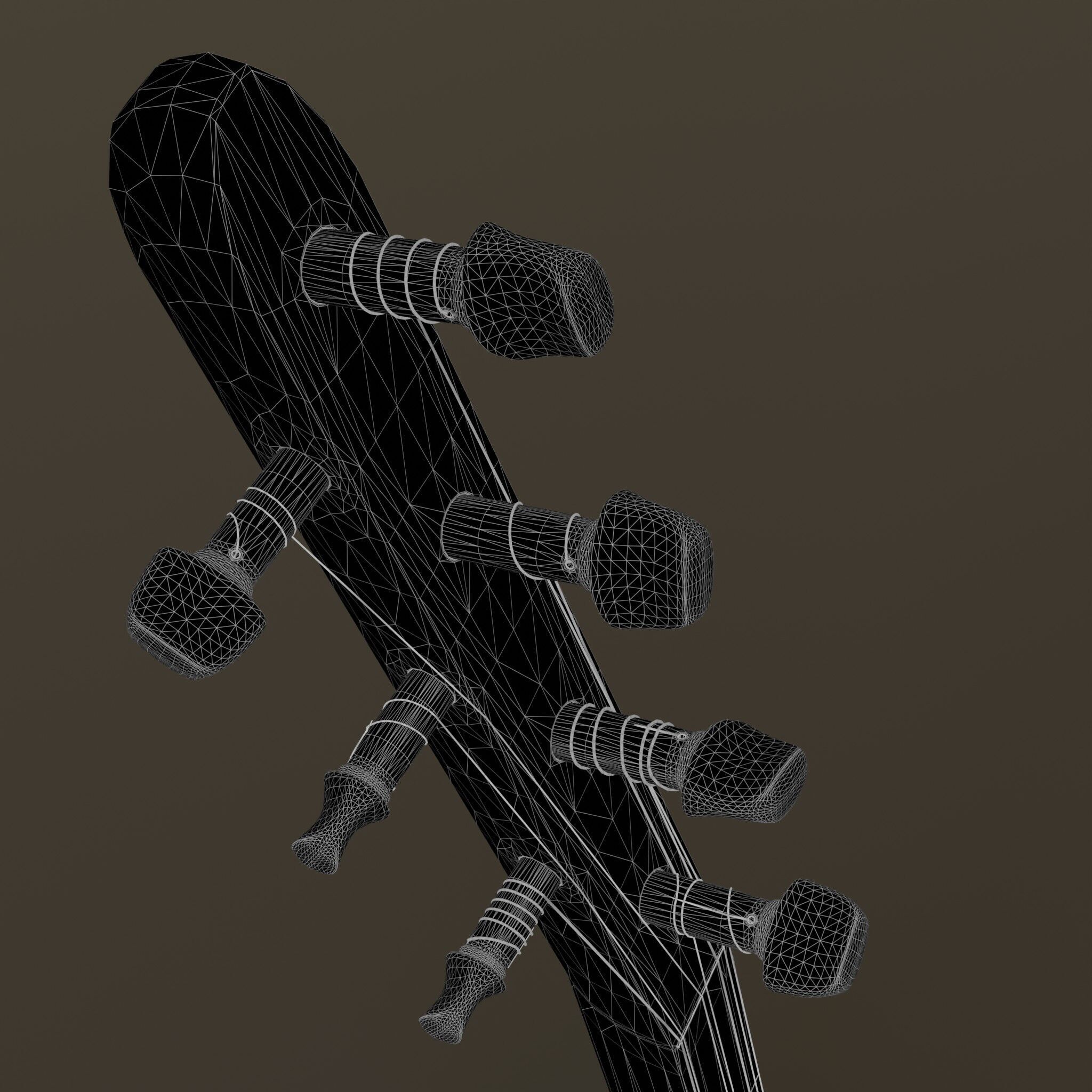 Baglama Low-poly 3D model_30