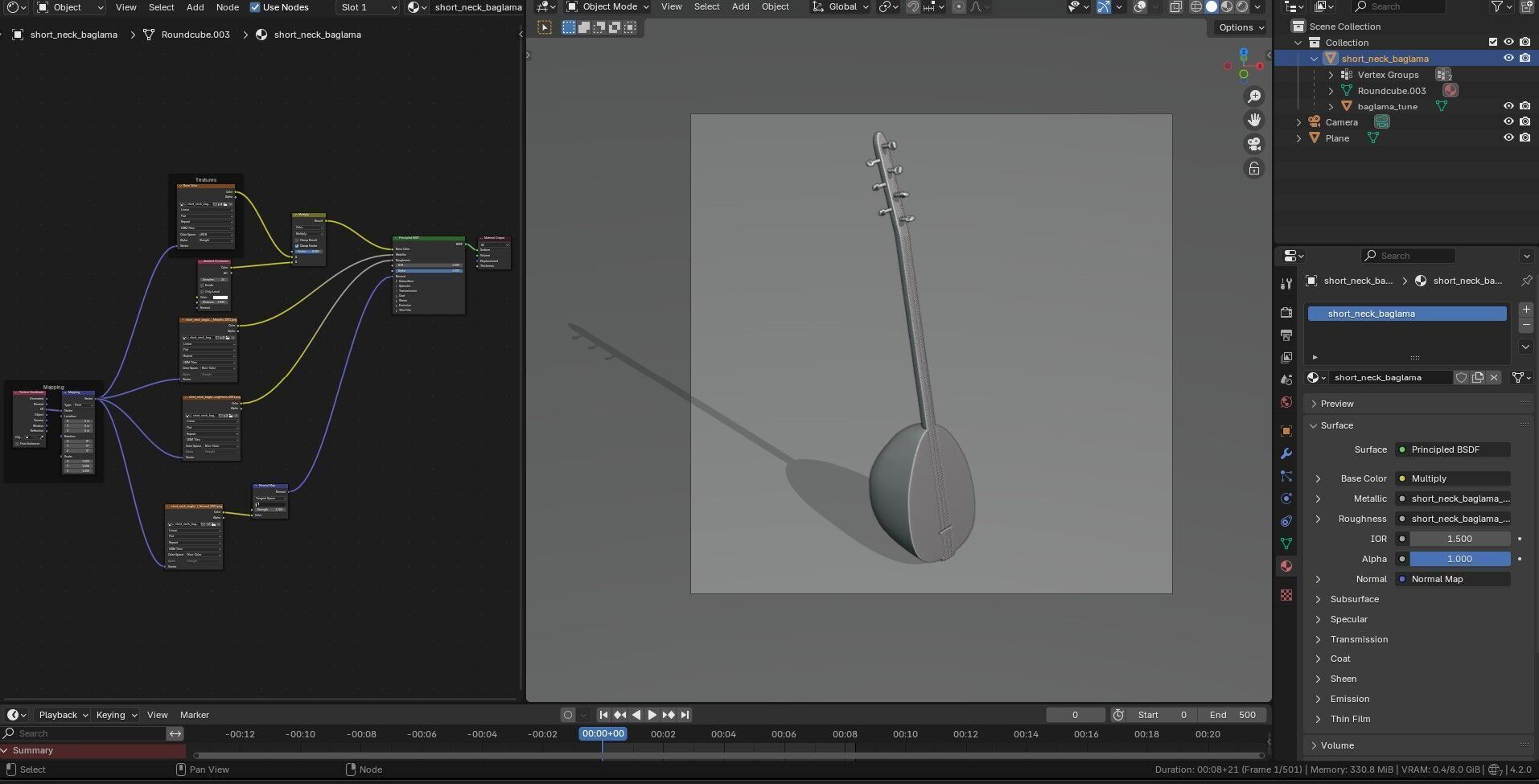 Baglama Low-poly 3D model_31