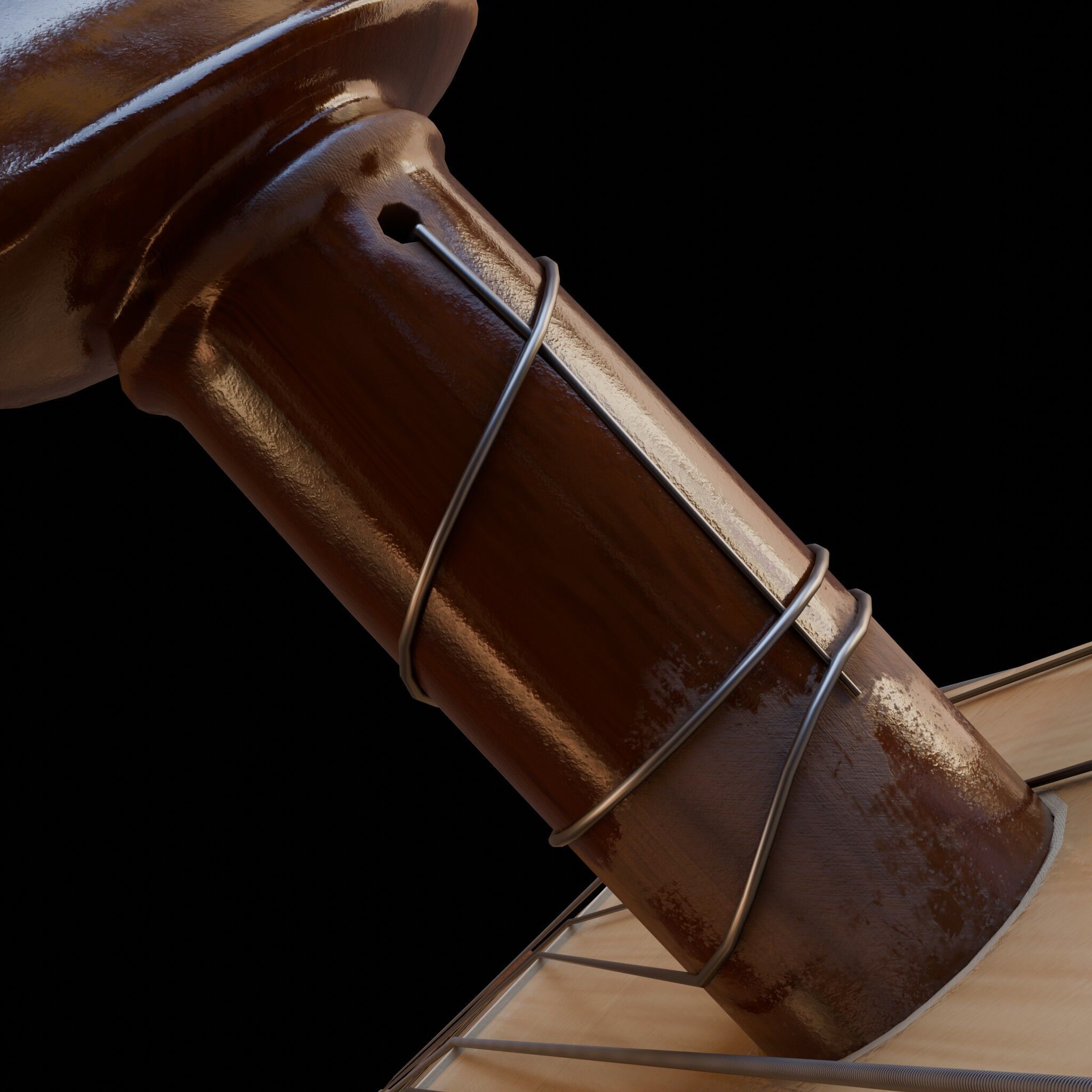 Baglama Low-poly 3D model_7