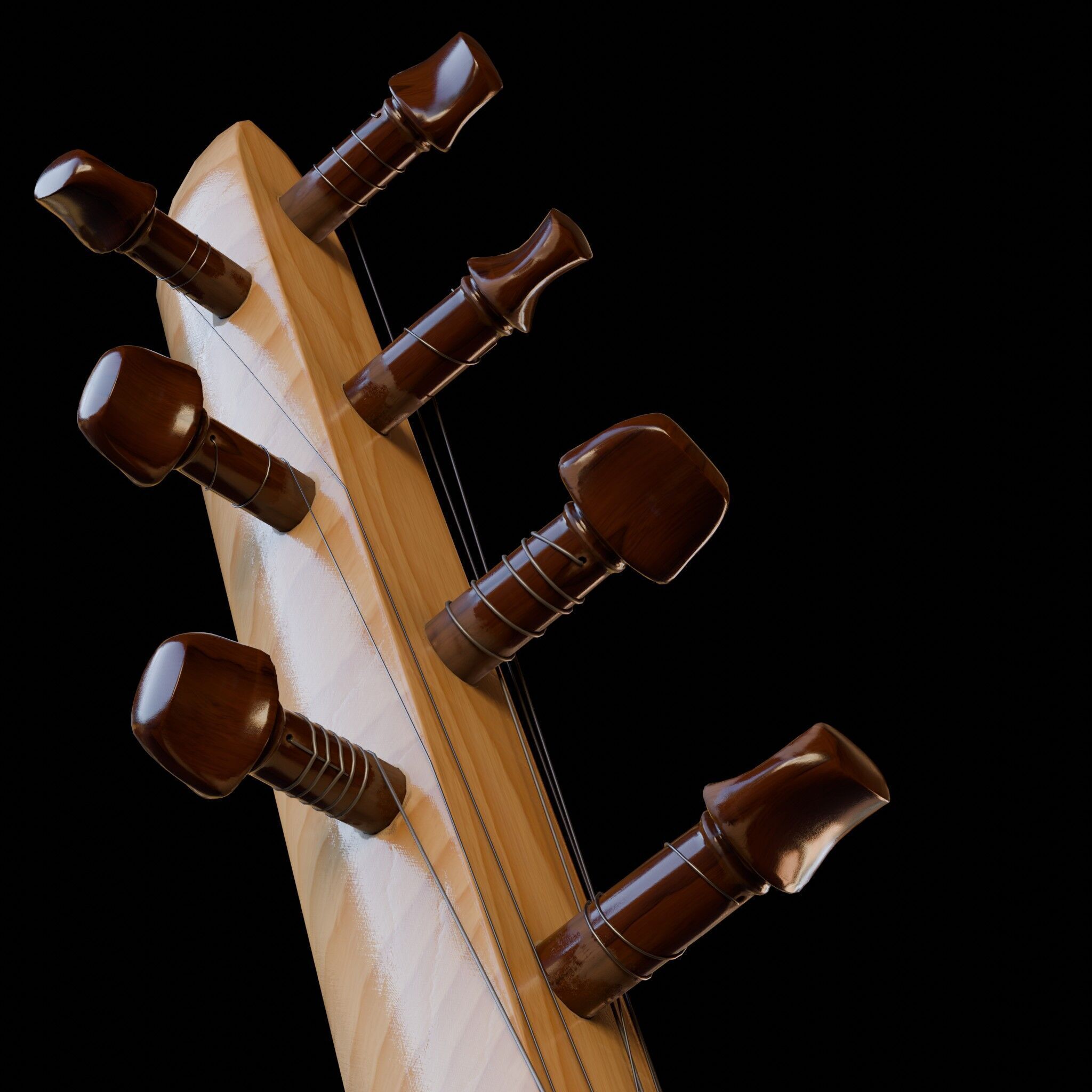 Baglama Low-poly 3D model_3