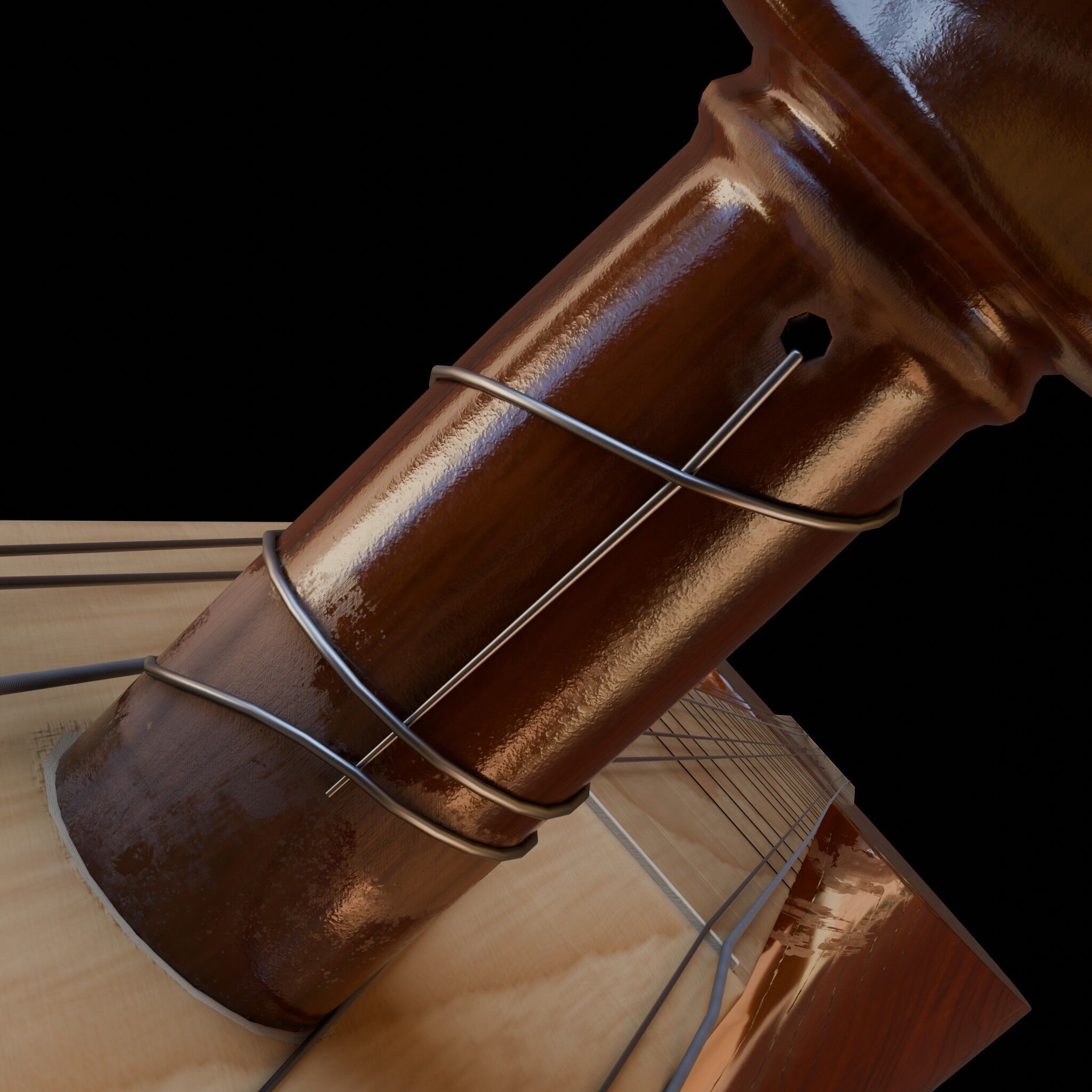 Baglama Low-poly 3D model_6