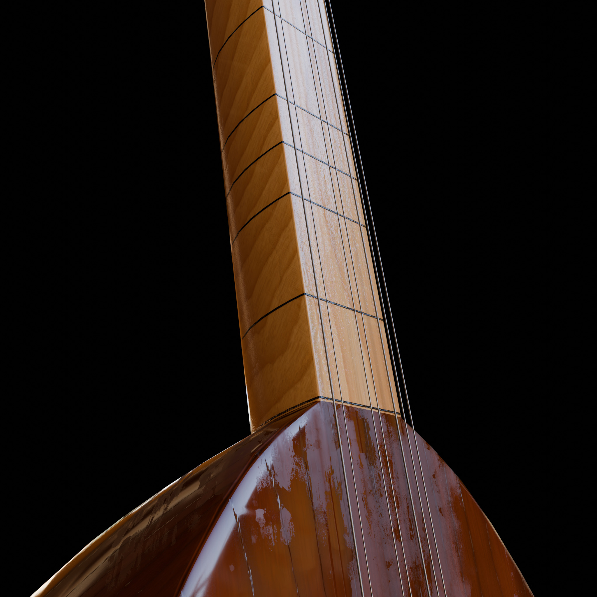 Baglama Low-poly 3D model_13