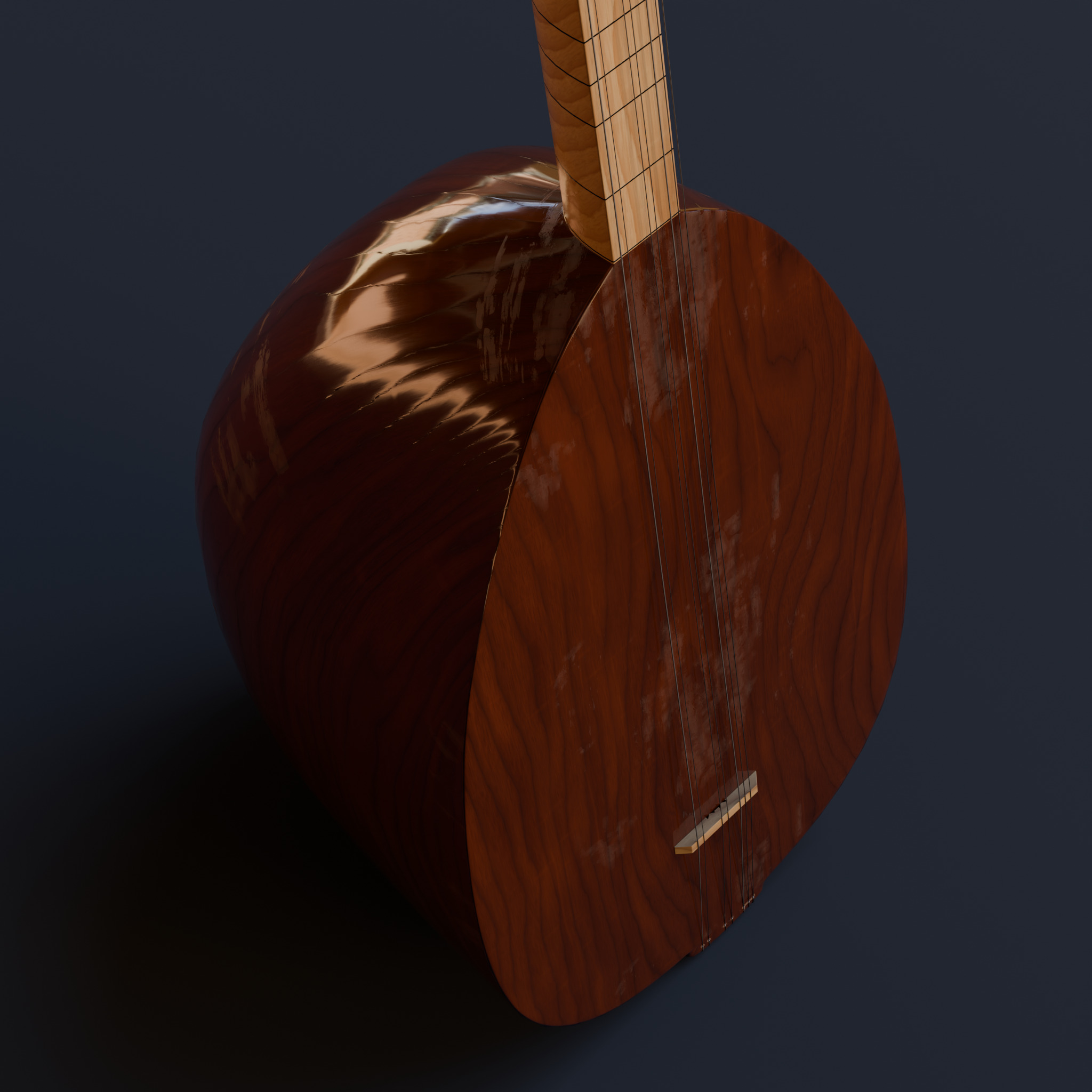 Baglama Low-poly 3D model_22