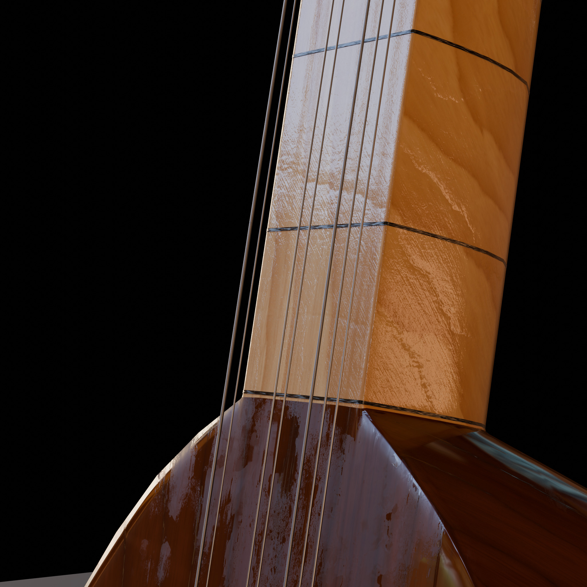 Baglama Low-poly 3D model_12