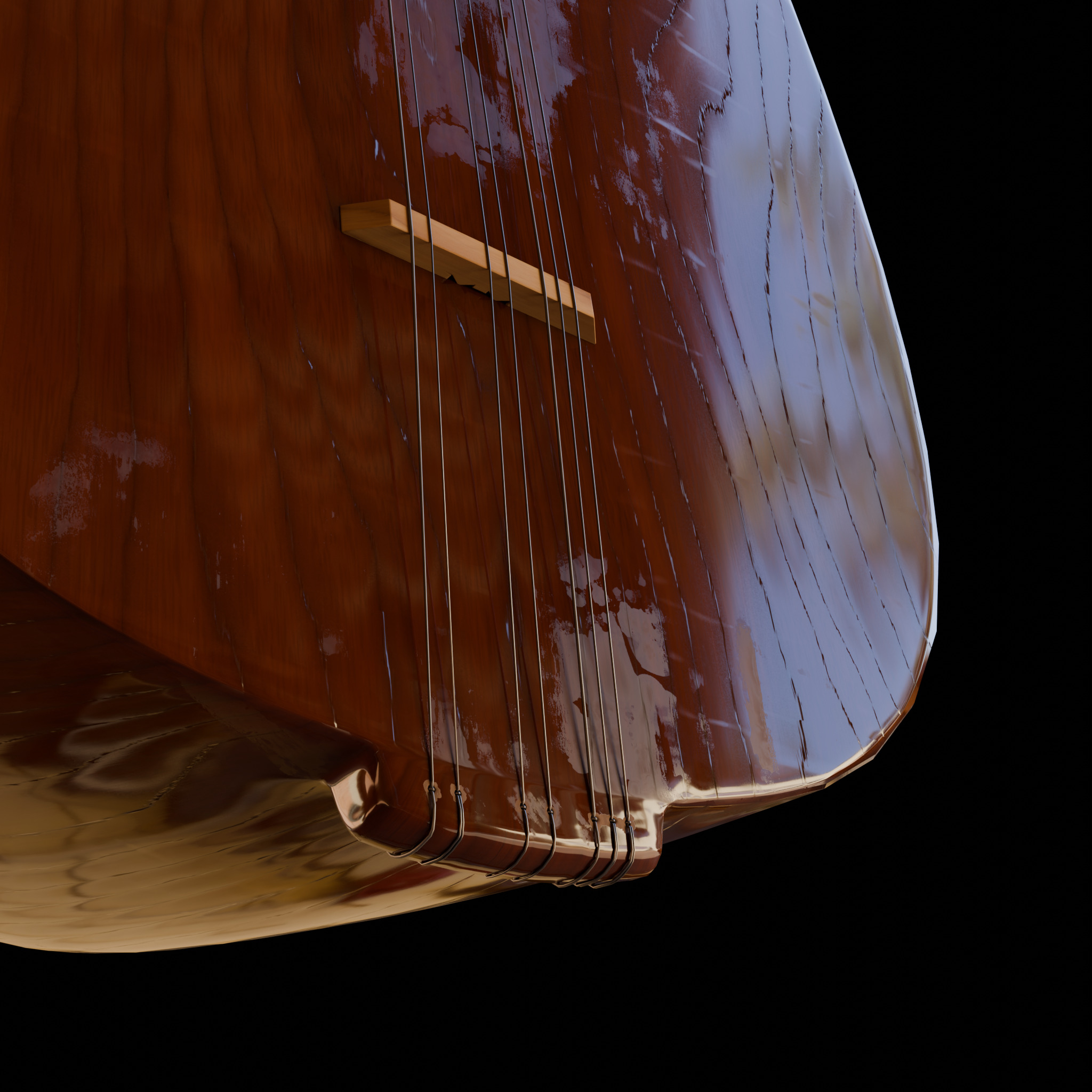 Baglama Low-poly 3D model_10