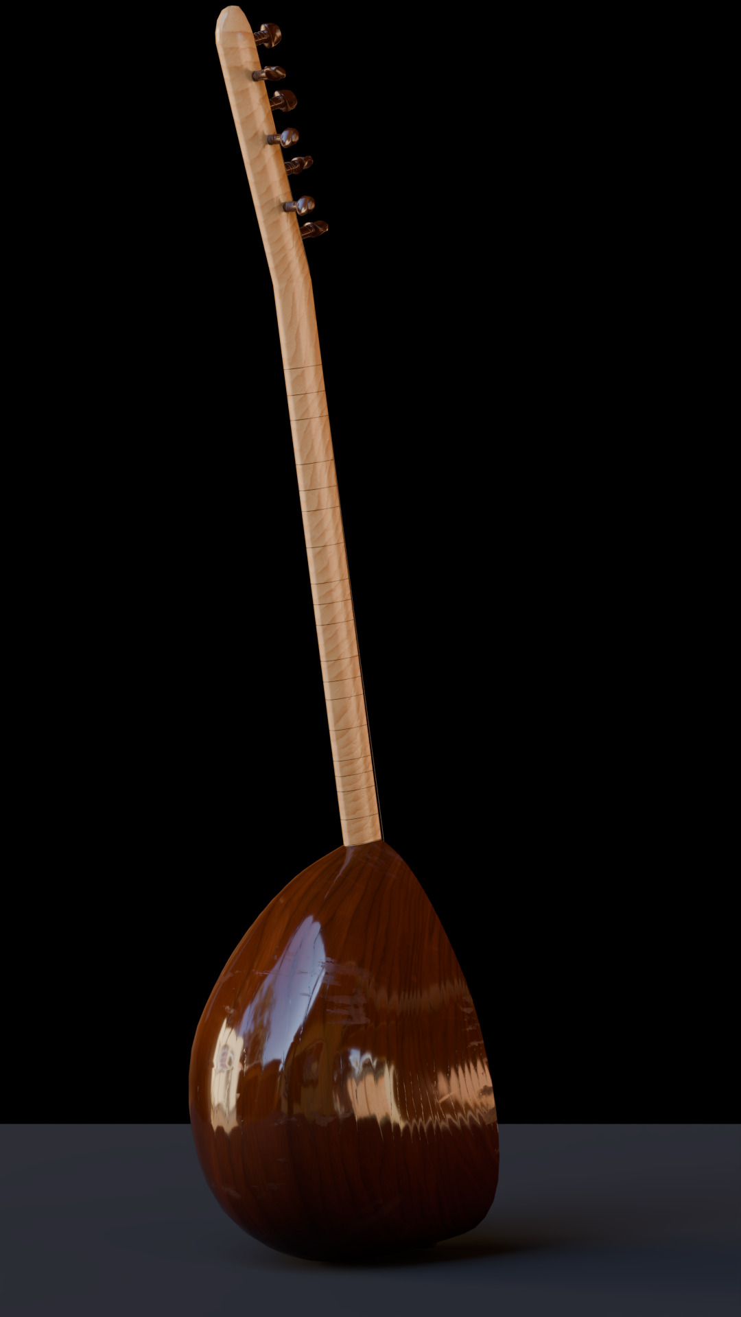 Baglama Low-poly 3D model_17