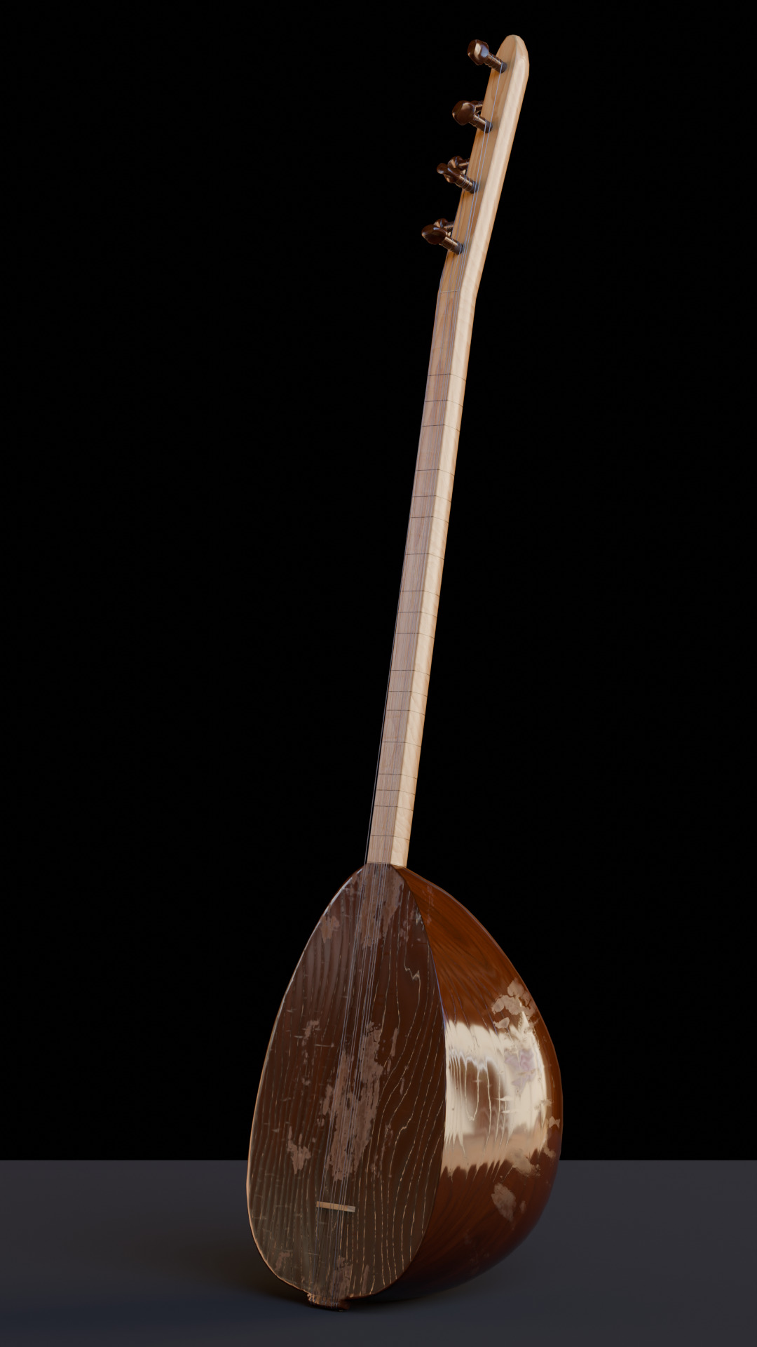 Baglama Low-poly 3D model_16