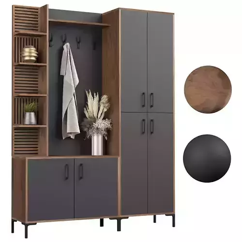  3D model Hall Tree 59-06 Wide Shoe Storage -Wardrobe 02