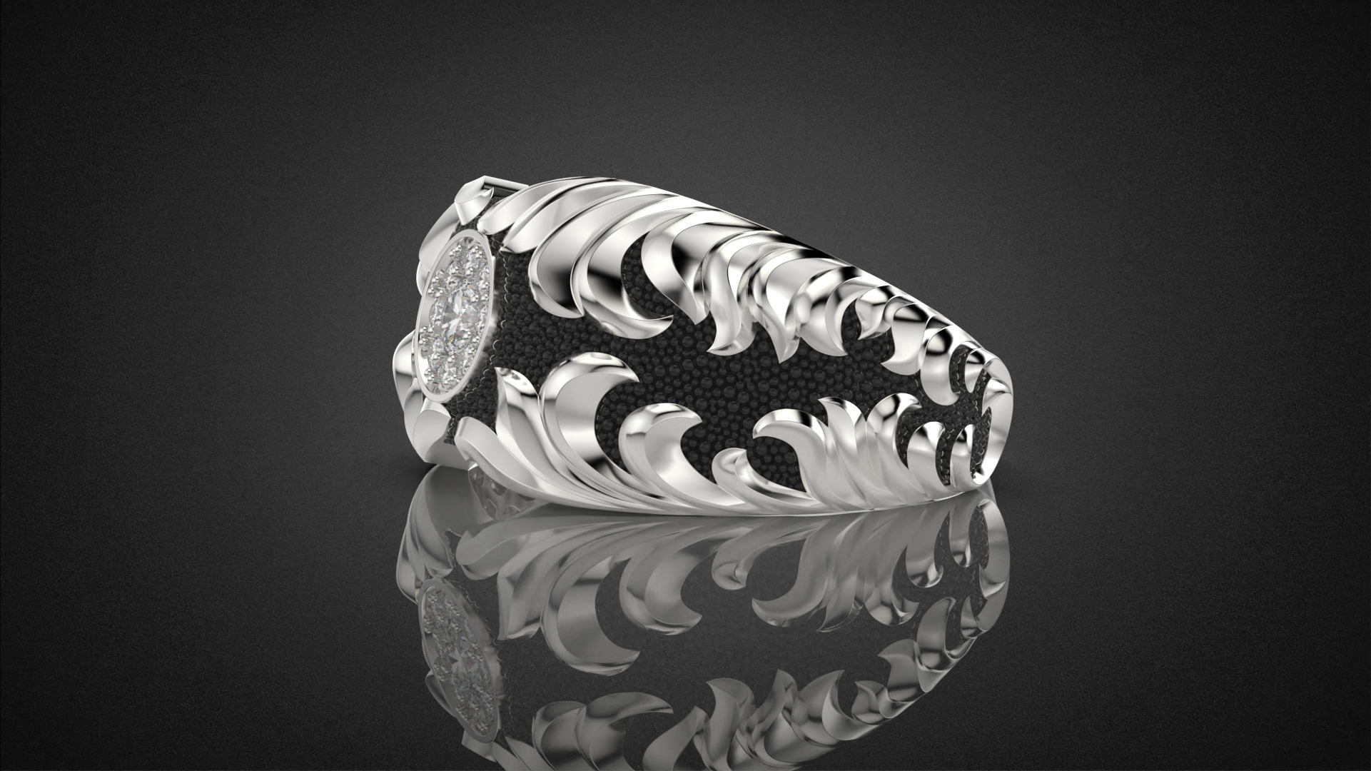 Gemstone signet ring Golden Ratio R58 all sizes 3D print model_21