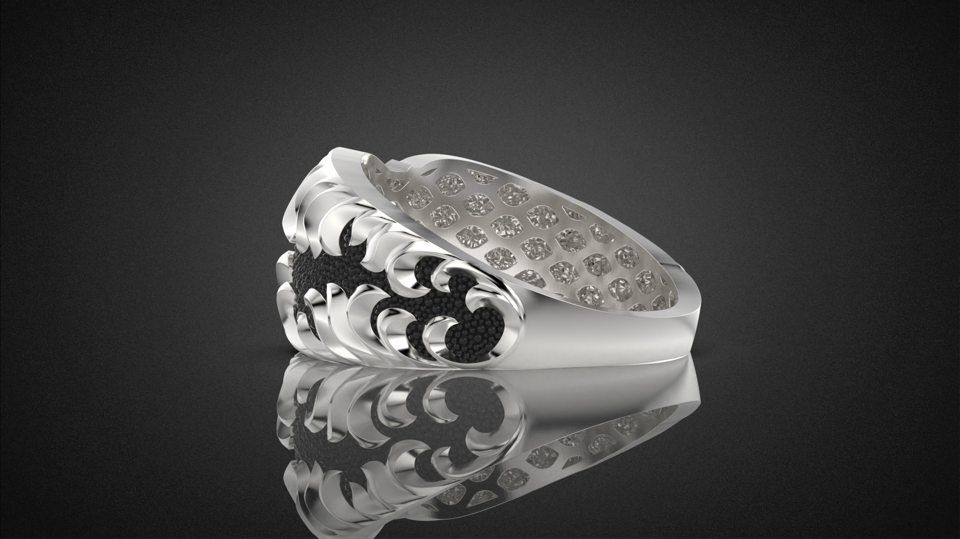 Gemstone signet ring Golden Ratio R58 all sizes 3D print model_22