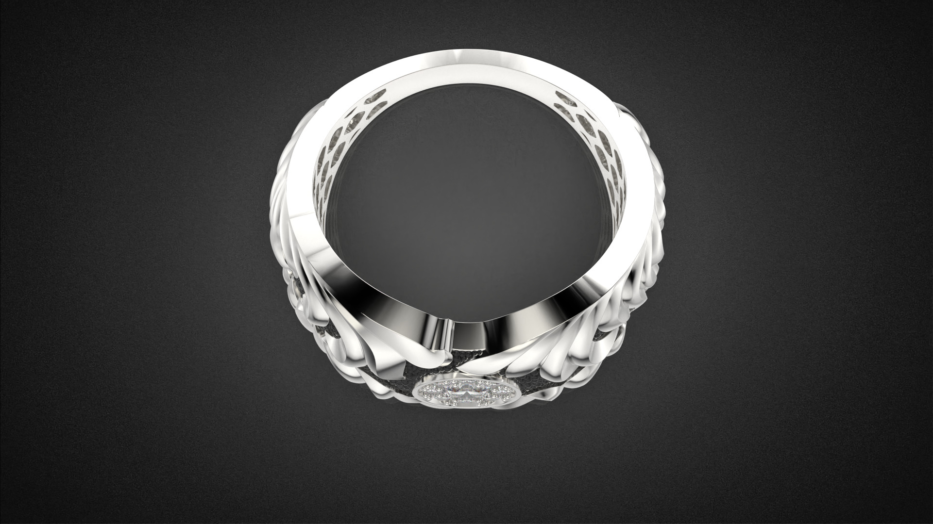 Gemstone signet ring Golden Ratio R58 all sizes 3D print model_23