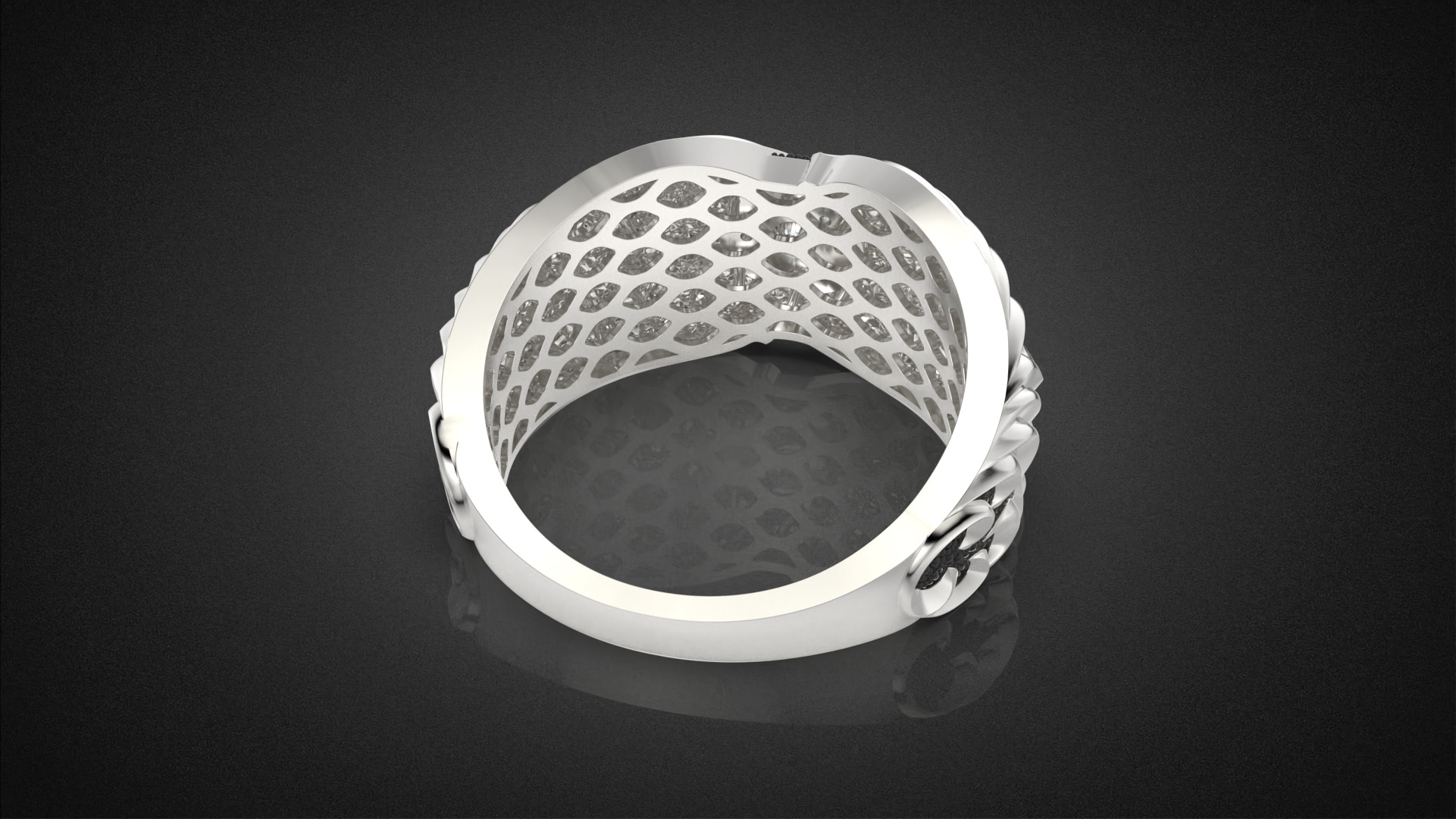 Gemstone signet ring Golden Ratio R58 all sizes 3D print model_17