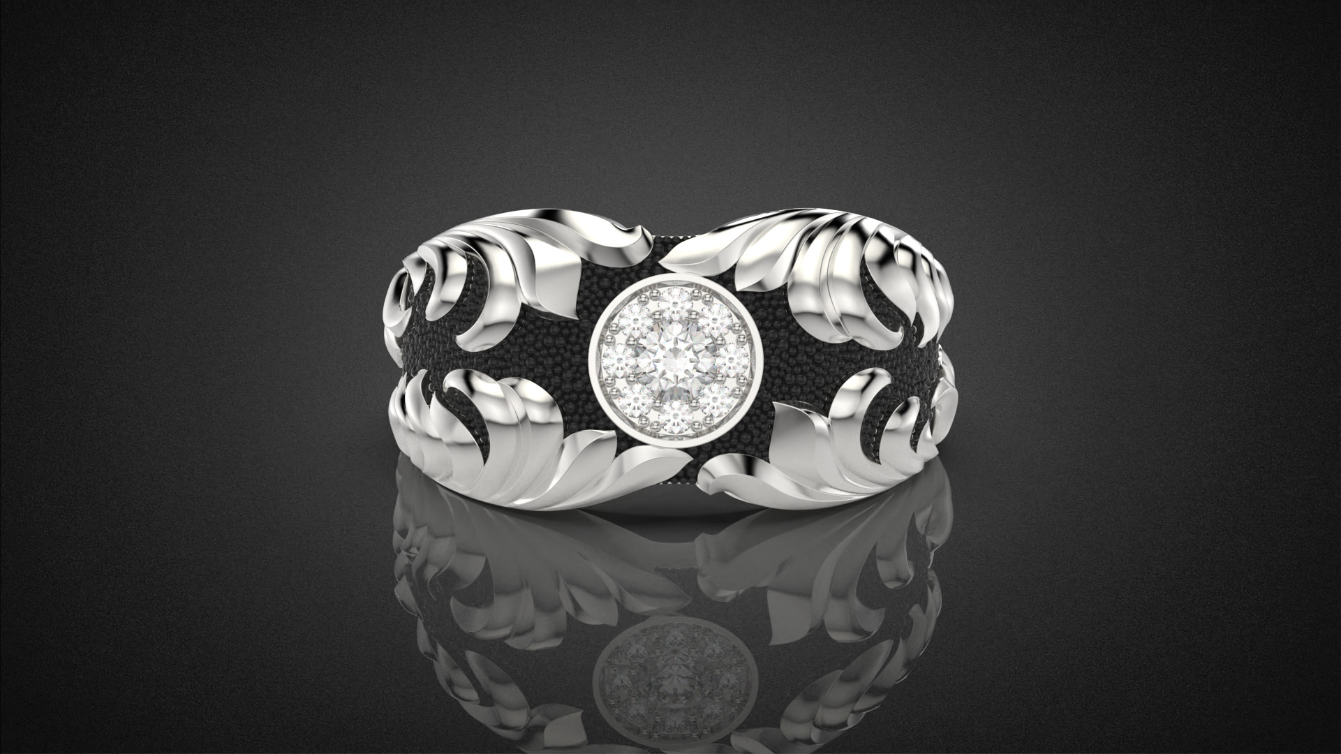 Gemstone signet ring Golden Ratio R58 all sizes 3D print model_20