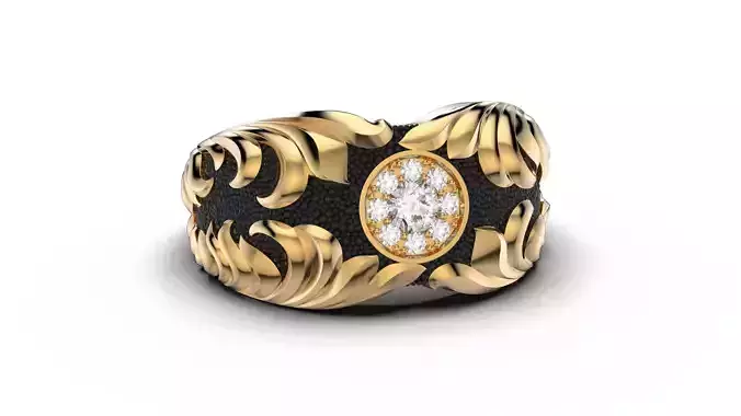 Gemstone signet ring Golden Ratio R58 all sizes 3D print model