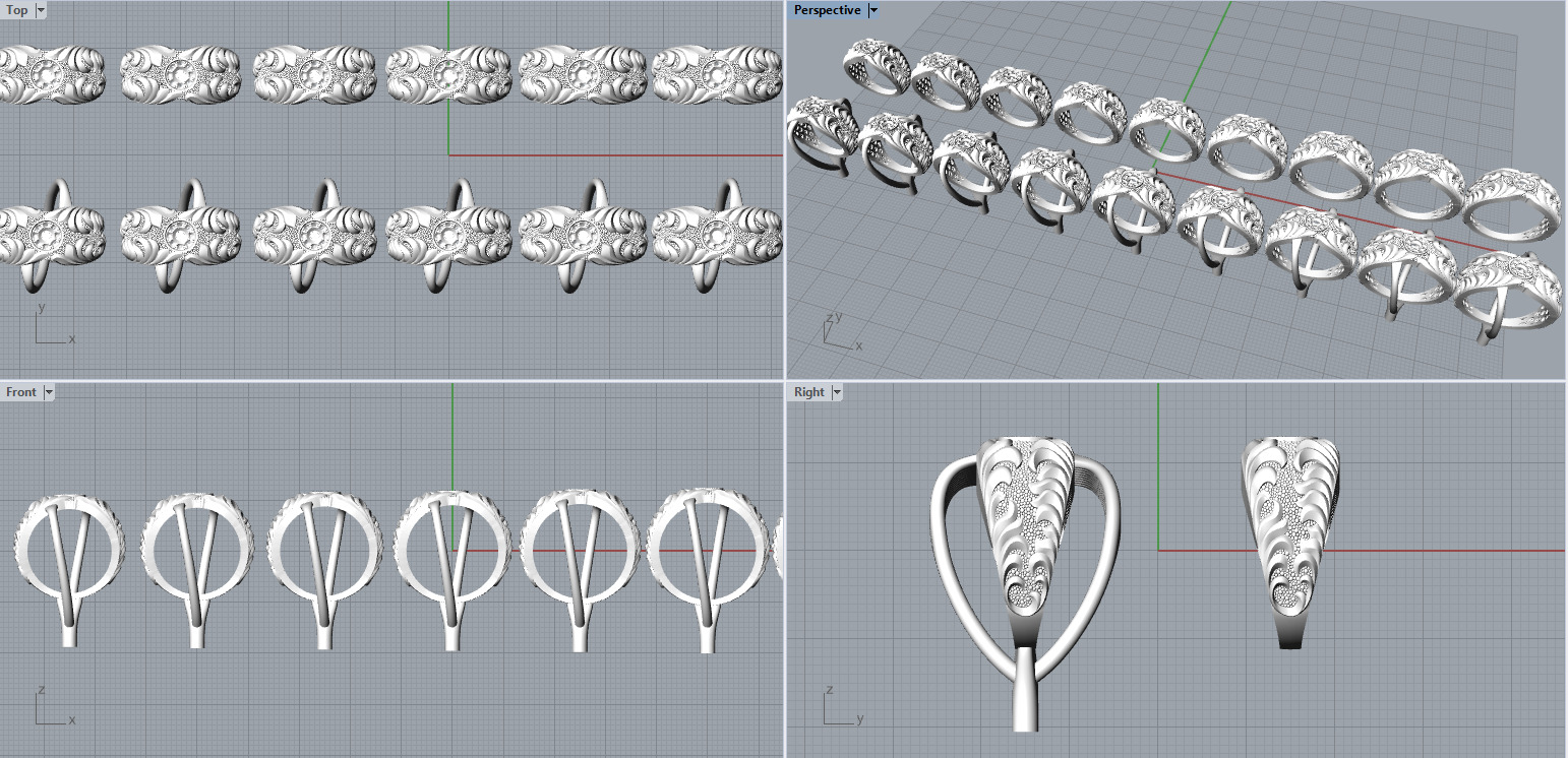Gemstone signet ring Golden Ratio R58 all sizes 3D print model_3