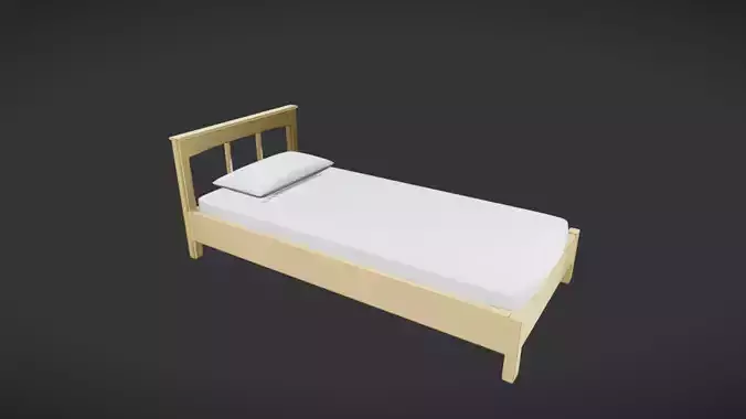 wooden single bed with pillow