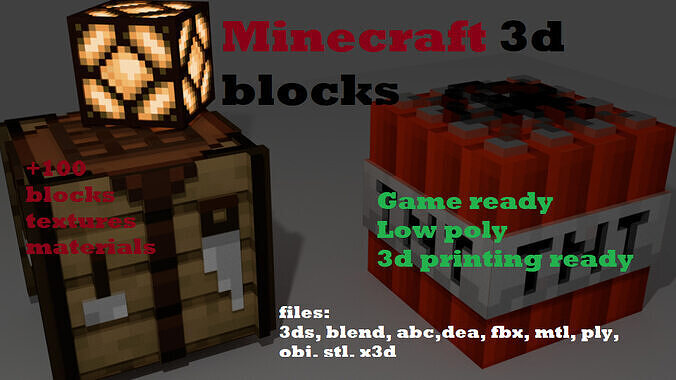 Minecraft blocks pack Low-poly 3D model
