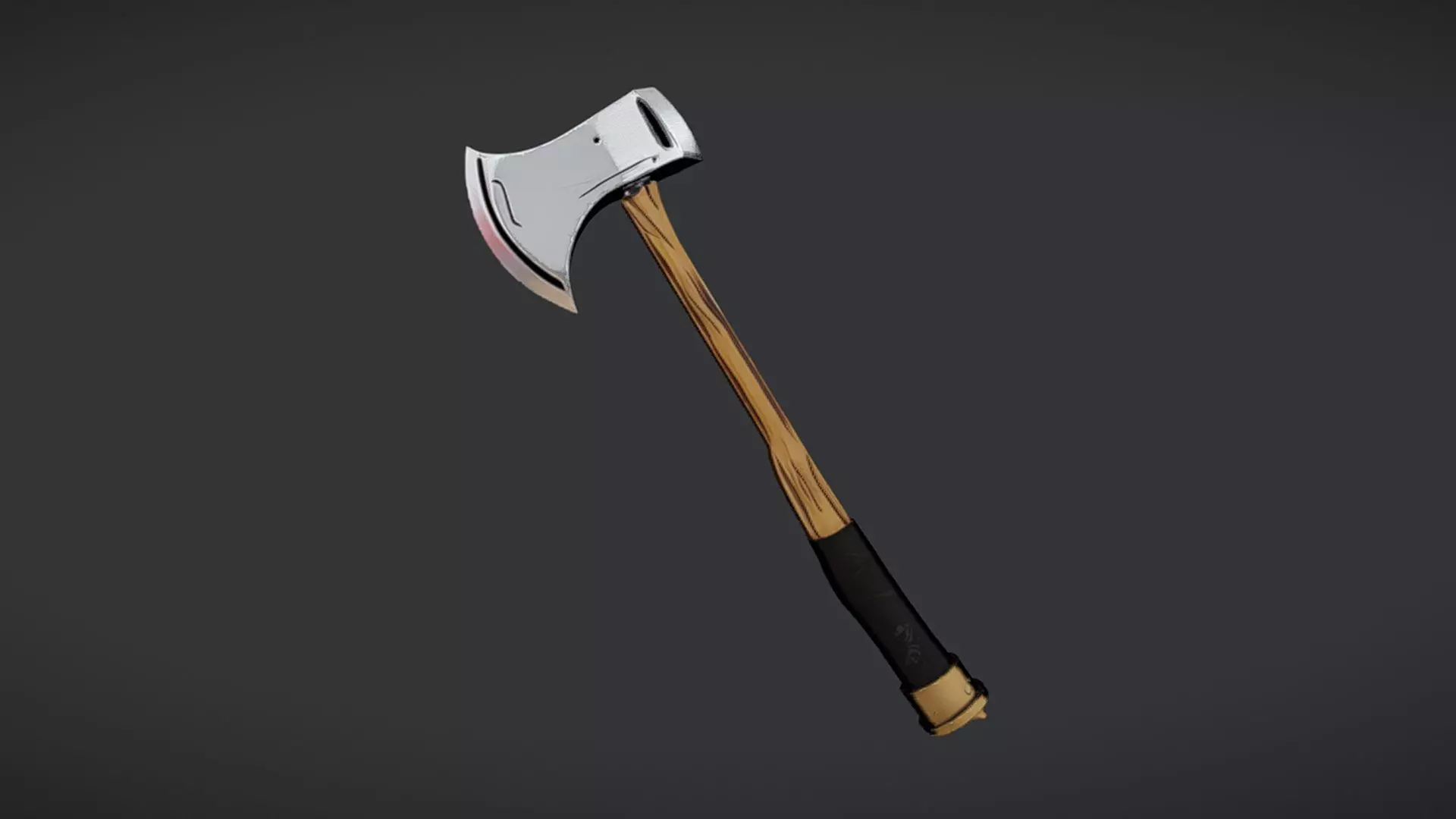 cartoon axe with wooden handle 3D model_0