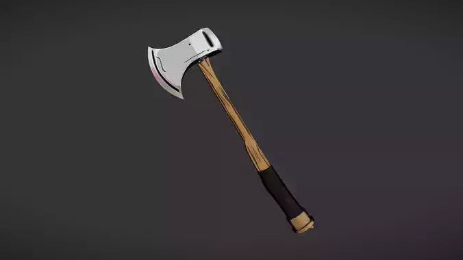 cartoon axe with wooden handle