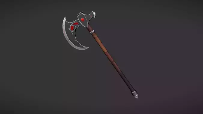 battle axe with wooden handle