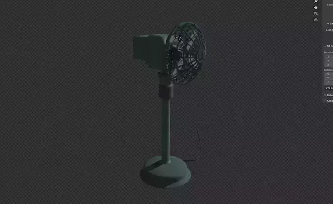 Standing Rotating Cooling Fan with animations Low-poly 3D model