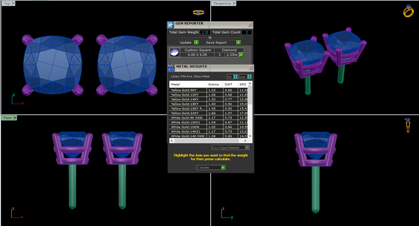 Diamond Studs Earrings 360 animation renders 3dm stl details 3D print model_15