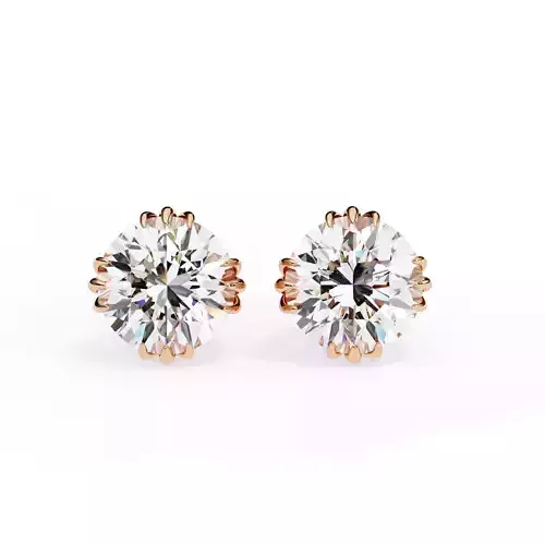 Diamond Studs Earrings 360 animation renders 3dm stl details
