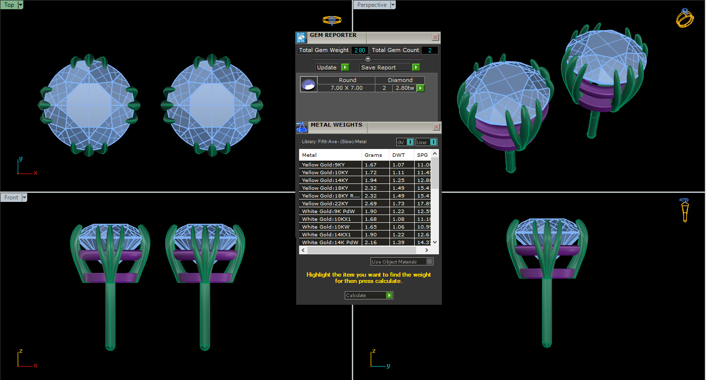 Diamond Studs Earrings 360 animation renders 3dm stl details 3D print model_17