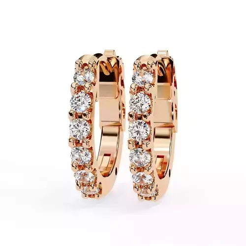 Diamond Huggies Earrings 360 animation renders 3dm stl details 3D print model